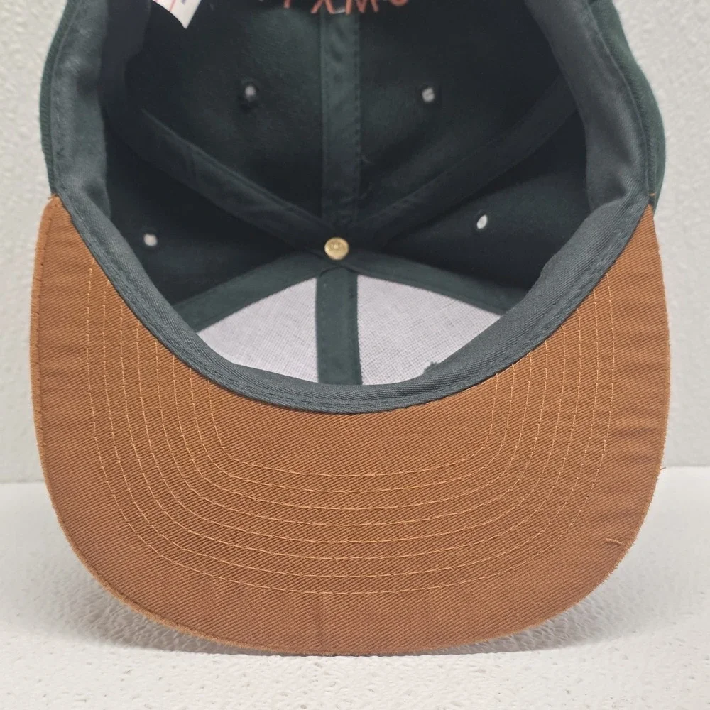 Color by Deluxe Hollywood Snapback Hat Green Brown Leather Vintage